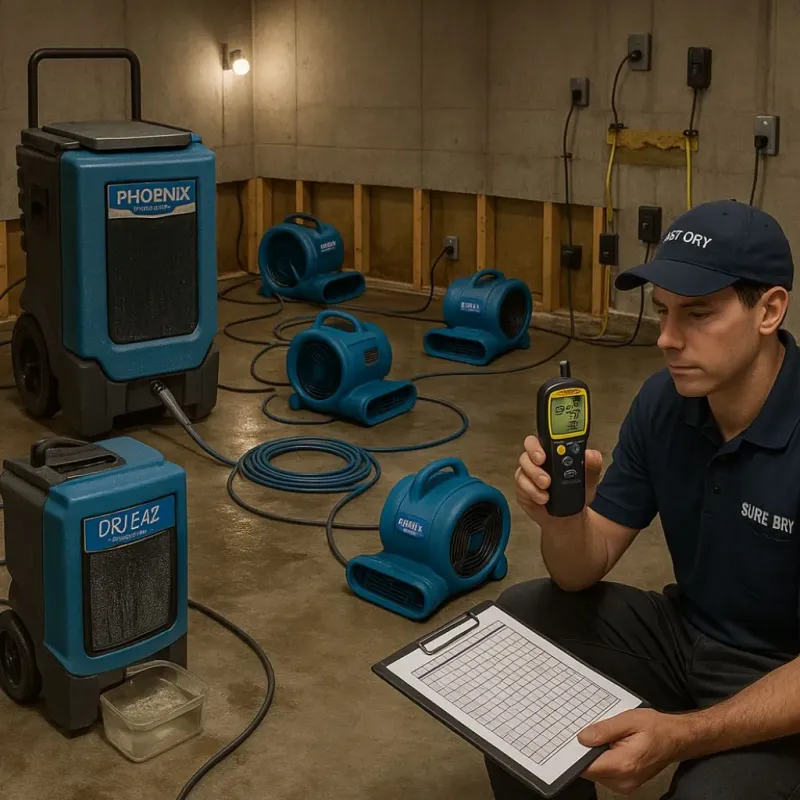 Structural Drying and Dehumidification process in Glendale, CA